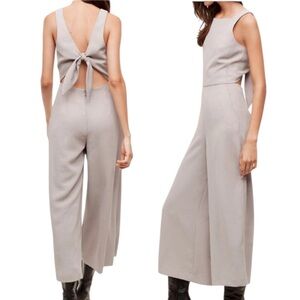 WILFRED ARITZIA Women’s Cut Out Back Tie Grey Jumpsuit